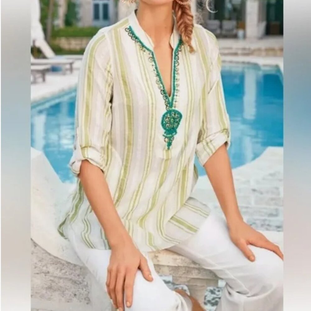 Soft Surroundings Elisha Bead Embellished Top